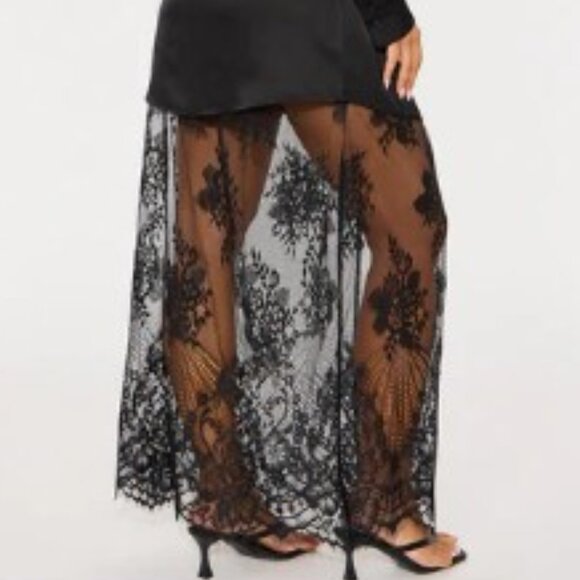 NWT Black.Satin Blazer Maxi Dress with Lace Skirt - Picture 5 of 5